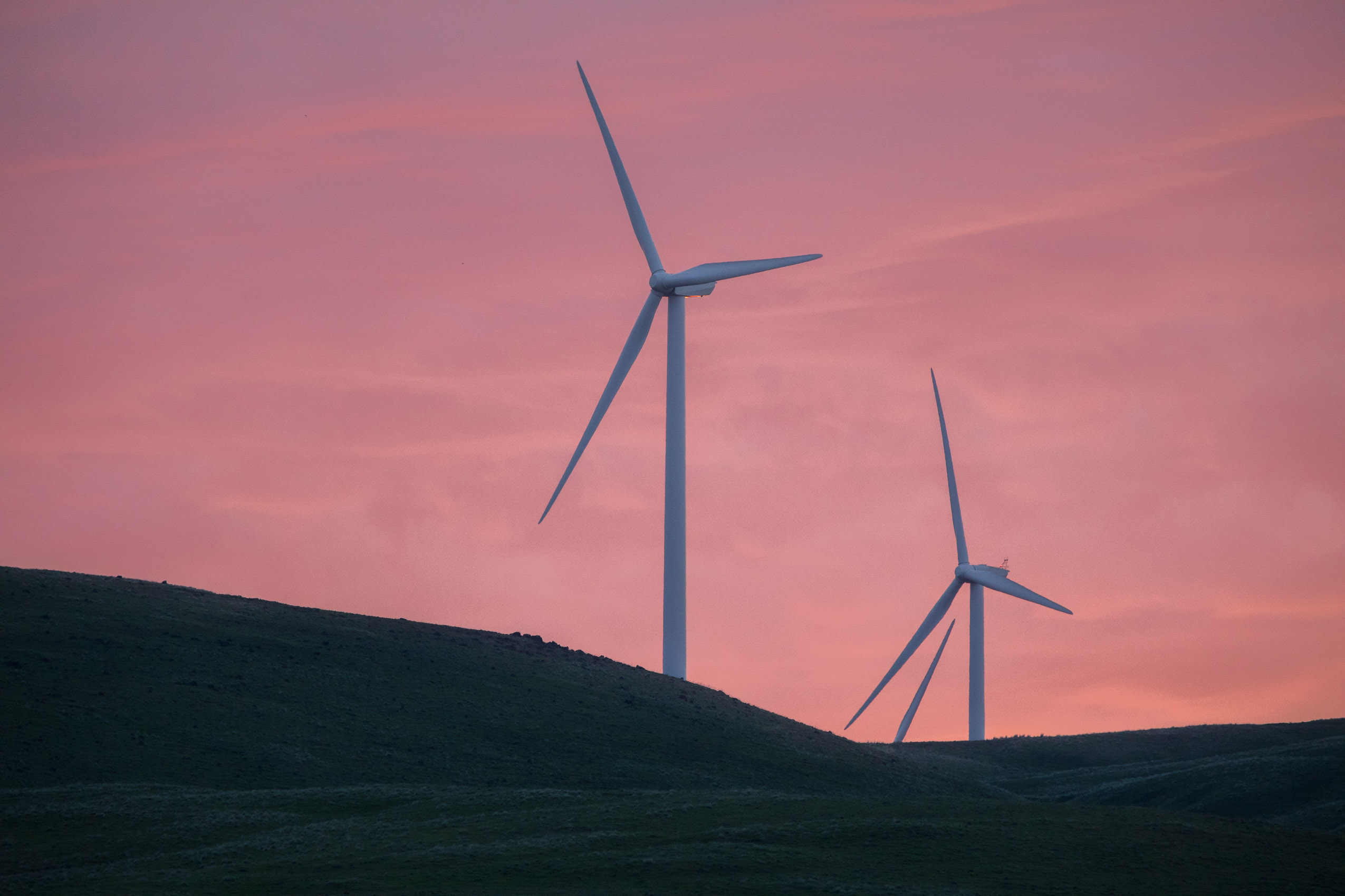 wind turbines at sunrise clean energy photographer Rich Crowder