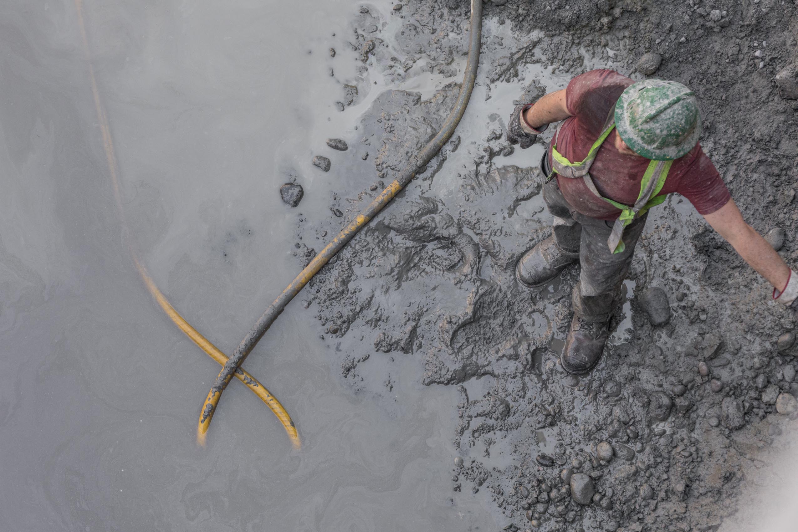 aerial view of construction worker
