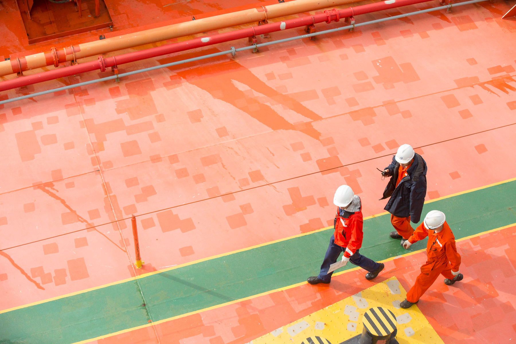 people on large ship deck